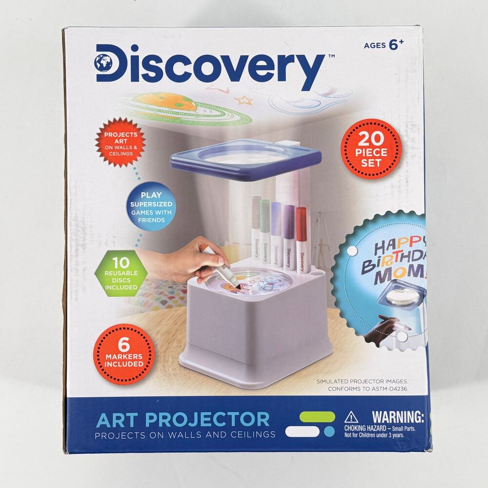 Discovery Art Projector 20 Piece Drawing Set 10 Discs 6 Markers Ages 6+